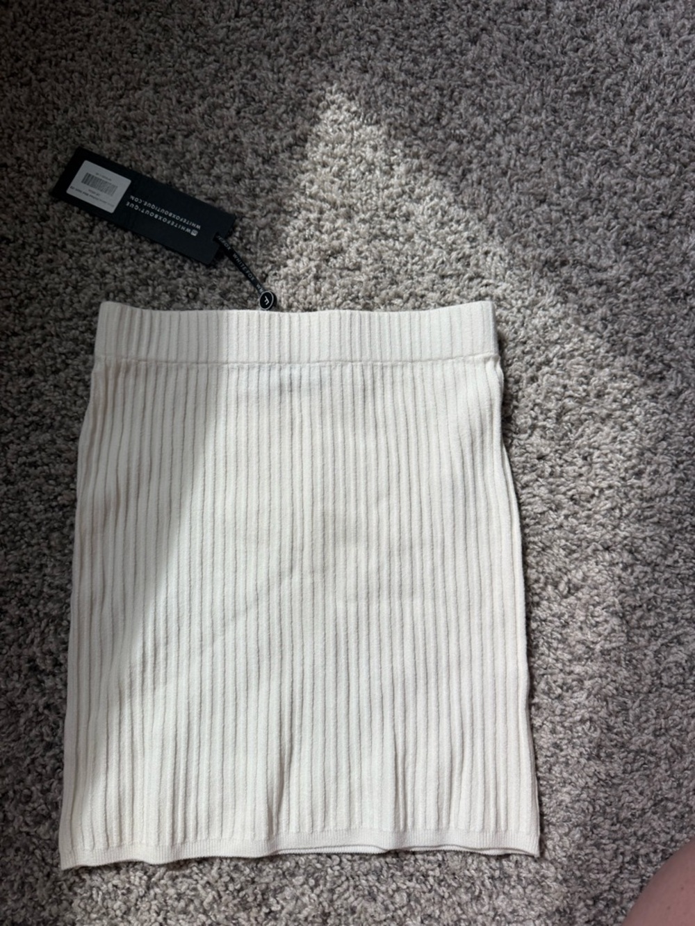 White Fox Boutique Ribbed Knit Mini Skirt - Cream